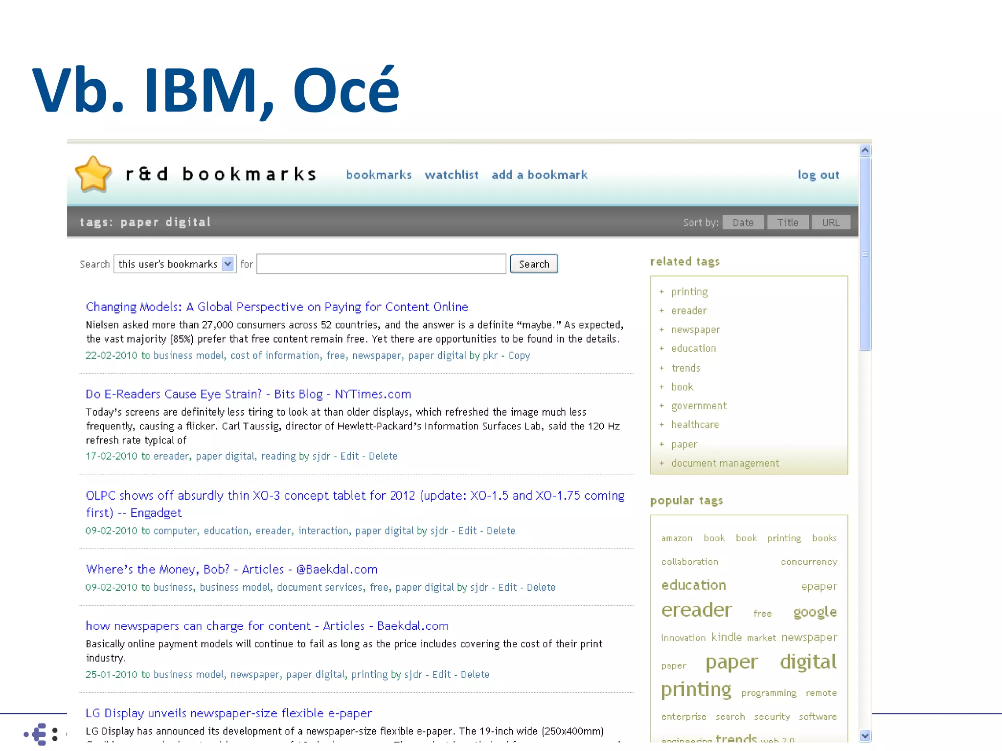 Vb. IBM, Océ
 