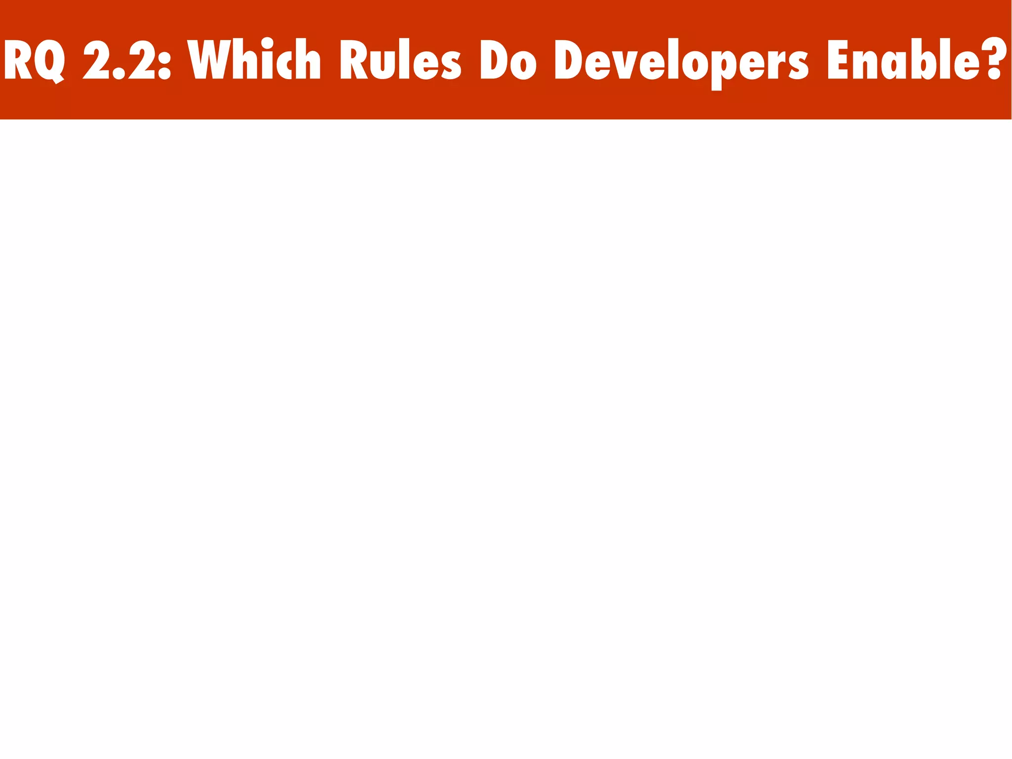 RQ 2.2: Which Rules Do Developers Enable?
 