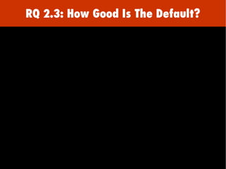 RQ 2.3: How Good Is The Default?
 