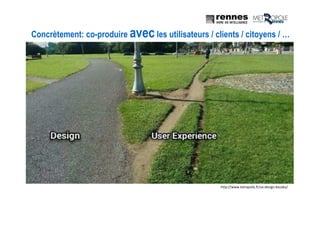Concrètement: co-produire avecles utilisateurs / clients / citoyens / …
http://www.tetrapolis.fr/ux-design-kezako/
 