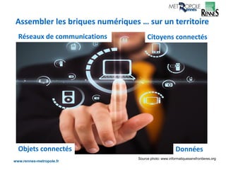 www.rennes-metropole.fr
7
Asse le les i ues u é i ues … su u te itoi e
Réseaux de communications
Données
Citoyens connecté...
