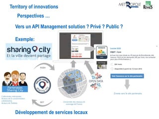 Territory of innovations
Perspectives …
Vers un API Management solution ? Privé ? Public ?
Exemple:
Développement de services locaux
 
