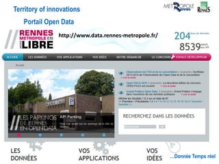 Territory of innovations
Portail Open Data
http://www.data.rennes-metropole.fr/
…Donnée Temps réel
 