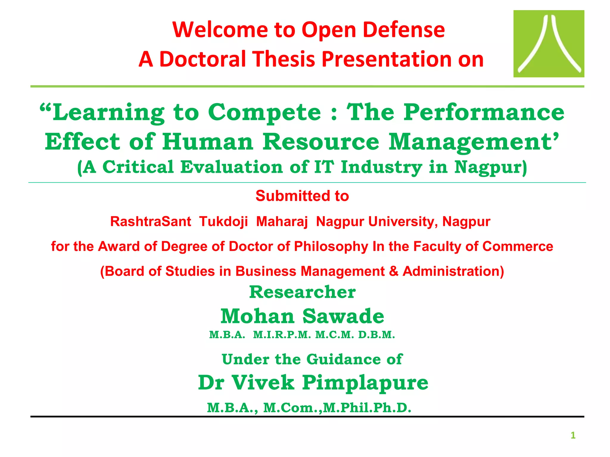 Powerpoint Presentation of PhD Viva PPT