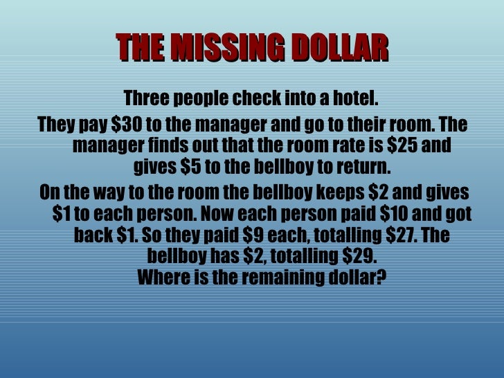 30 dollar hotel room riddle 30 dollar hotel room riddle