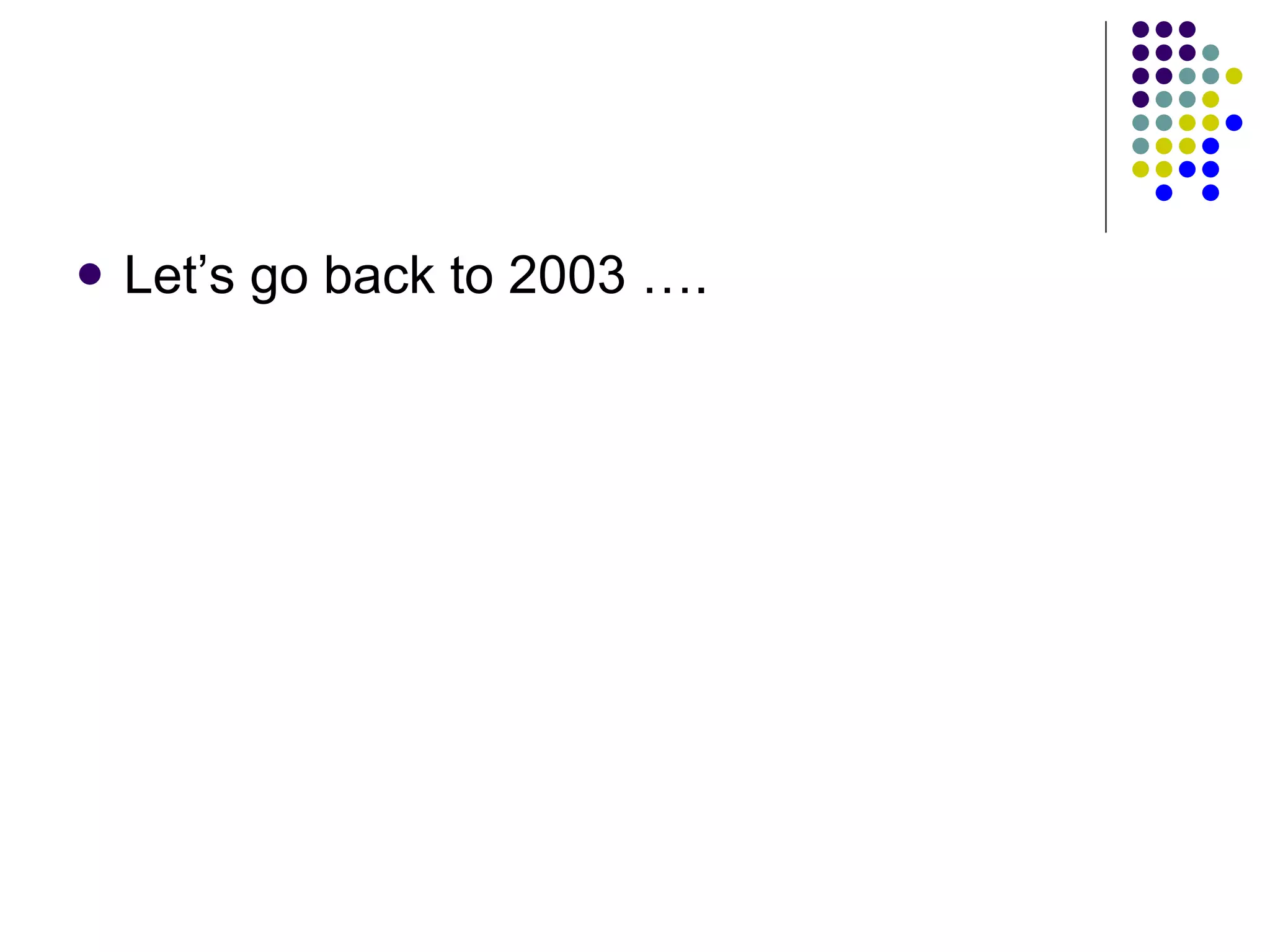 Let’s go back to 2003 …. 