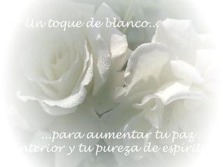 Un toque de blanco... ...para aumentar tu paz interior y tu pureza de espíritu 