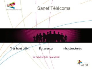 Sanef Télécoms

Très haut débit

Datacenter
La fiabilité très haut débit

Infrastructures

 