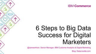 6 Steps to Big Data
Success for Digital
Marketers
@sameerkhan. Senior Manager, IBM Customer Analytics & Digital Marketing
Blog: Datacrackle.com
 