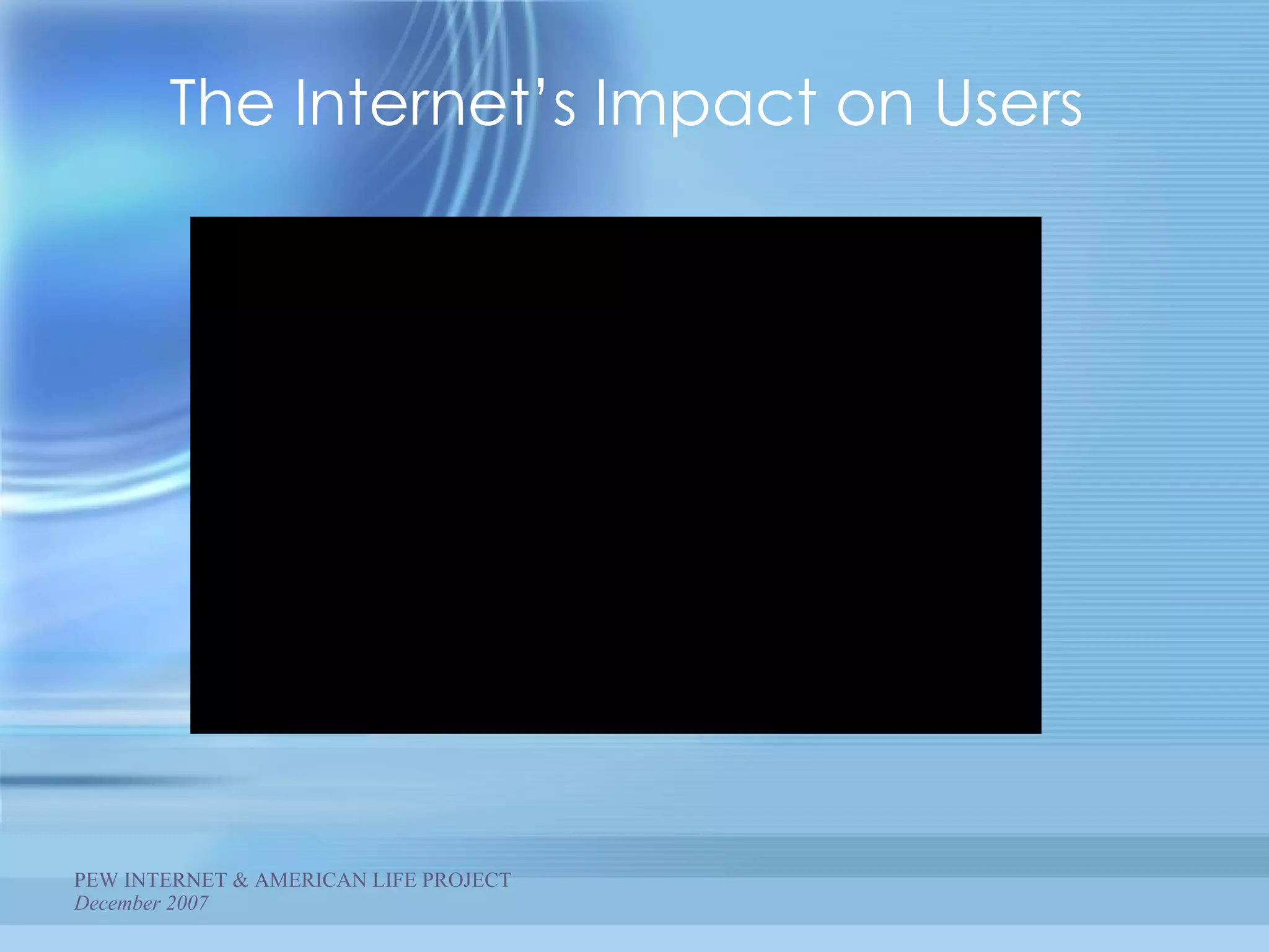 PEW INTERNET & AMERICAN LIFE PROJECT  December 2007 The Internet’s Impact on Users 