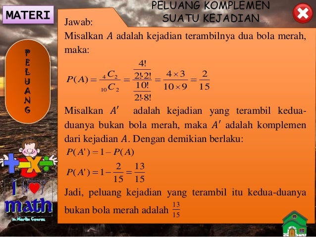 FREKUENSI HARAPAN SUATU KEJADIAN, PELUANG KOMPLEMEN SUATU