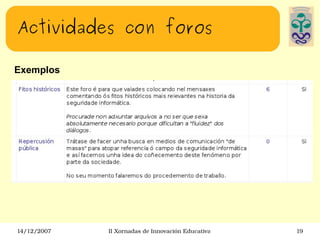 Actividades con foros Exemplos 