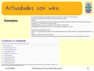 Actividades con wikis Exemplos 