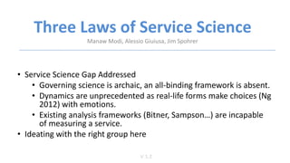 Service Science Three Laws of Service Science | PDF
