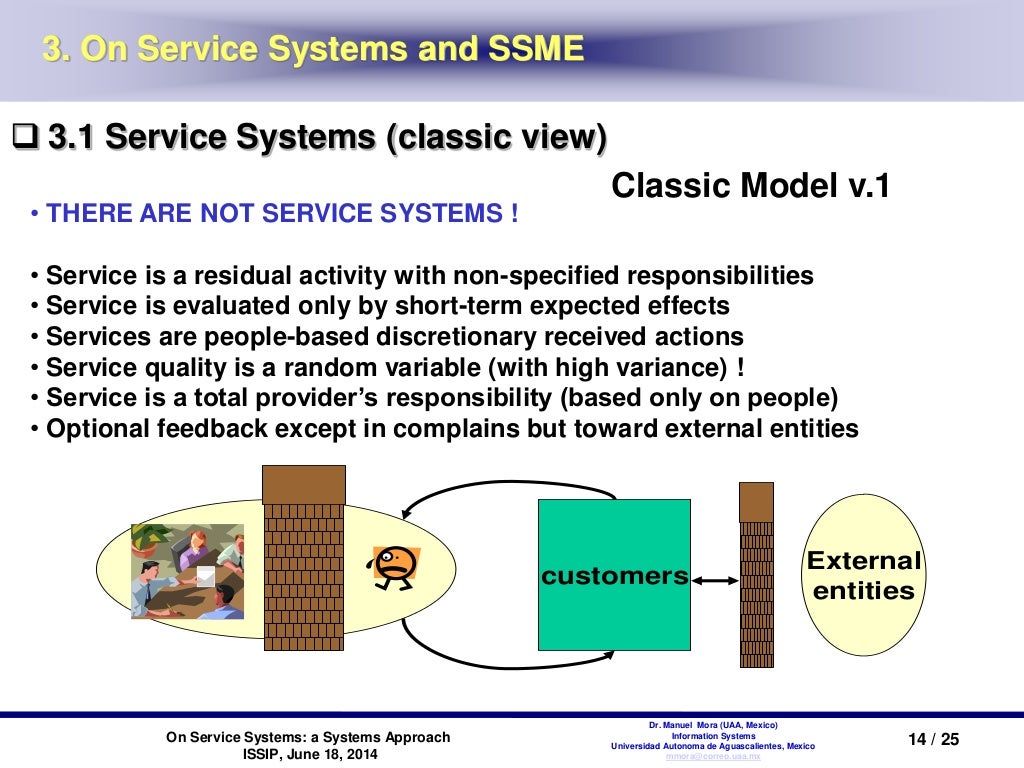 On Service Systems a Systems Approach