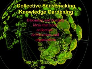 Collective Sensemaking
Knowledge Gardening
Blooming and buzzing
ideas that need
collection,
deliberation, and
organization	

 