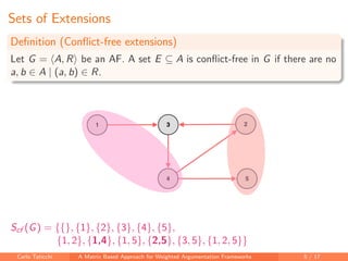 A Matrix Based Approach for Weighted Argumentation Frameworks | PDF