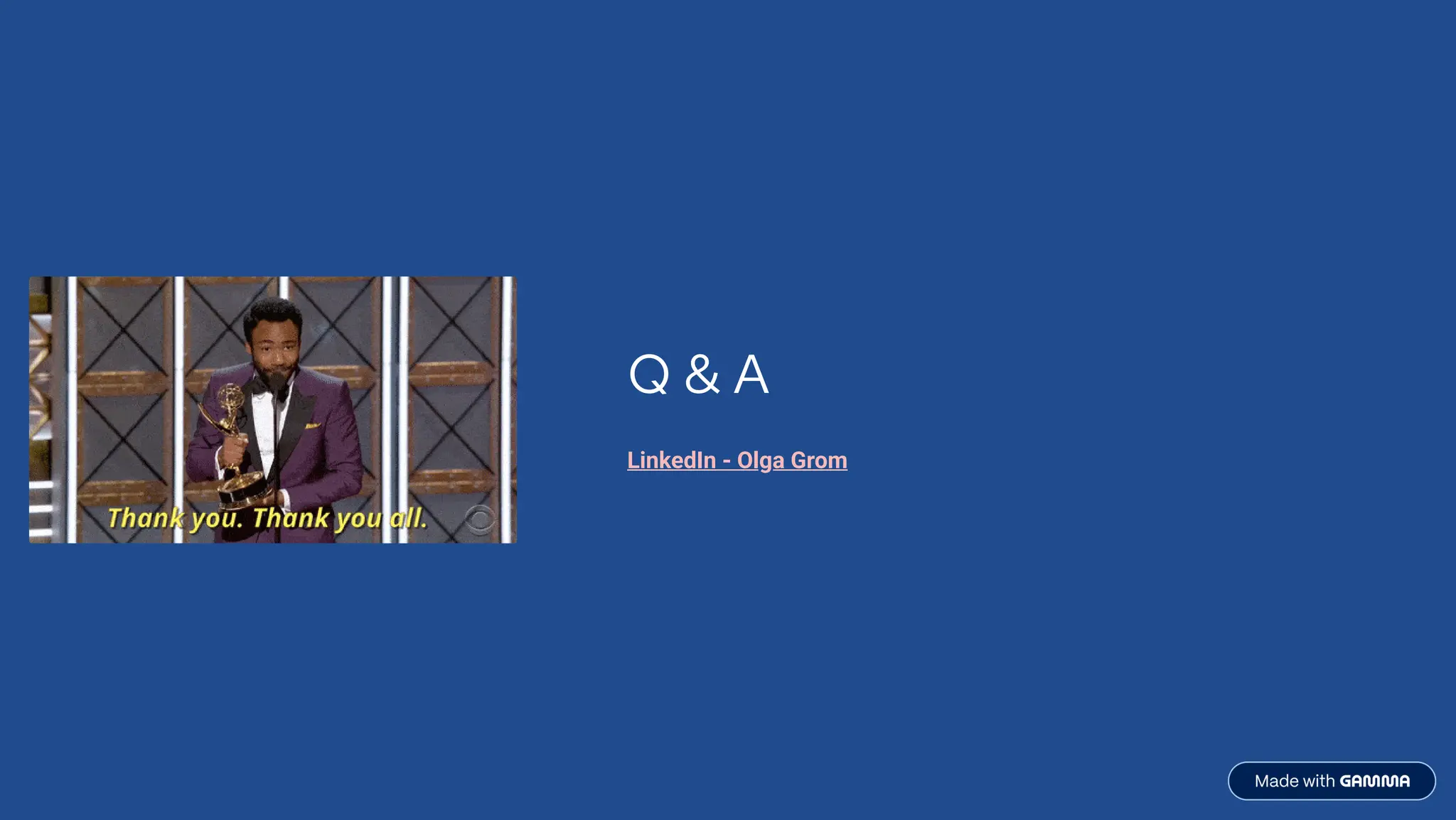 Q  A
LinkedIn - Olga Grom
 