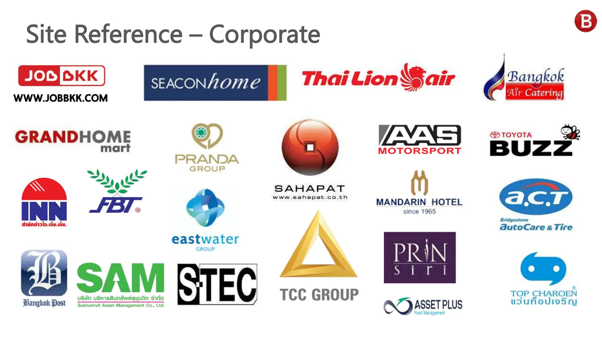 Site Reference – Corporate
 