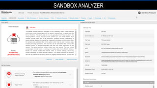 SANDBOX ANALYZER
Streamlines investigation,
enabling live tracking of
attacks and lateral
movement
Facilitates rapid
resolution, containment
and remediation
Provides real-time
endpoint visibility and
insight into suspicious
activities
Simplifies alert triage
and incident-analysis
visualization
 