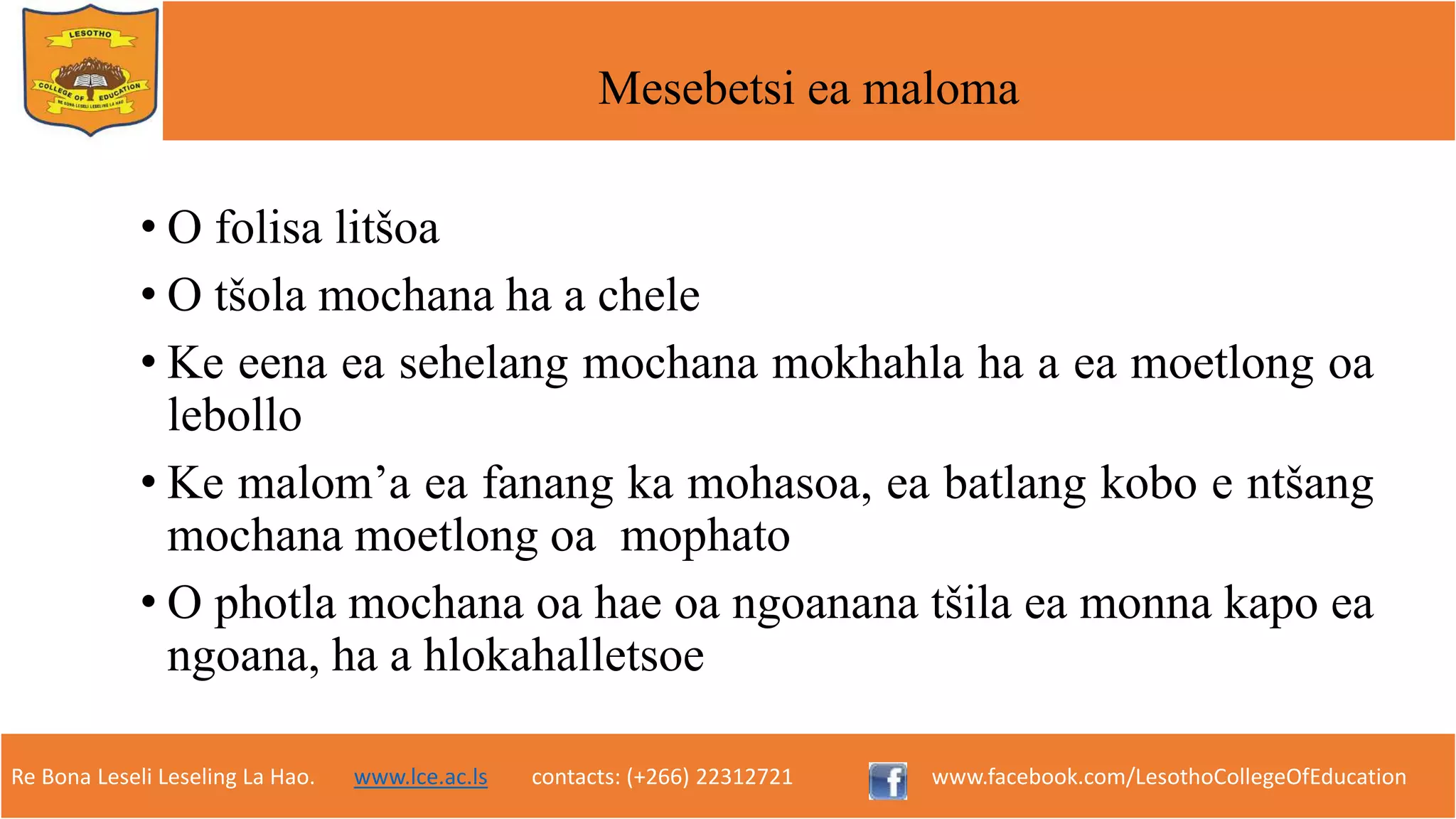 Bachana le bo-maloma bona | PPTX