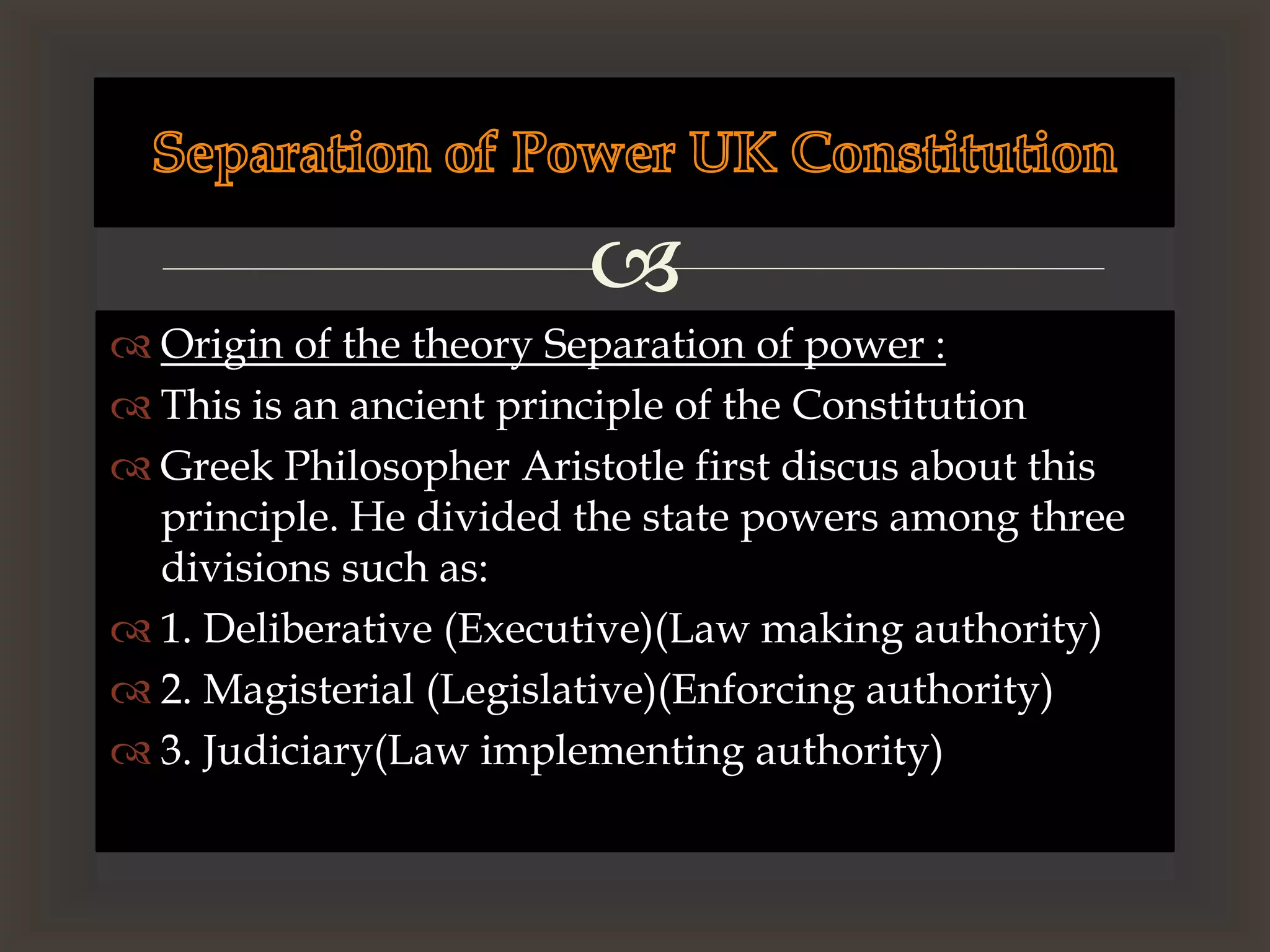 Separation Of Power In The Uk
