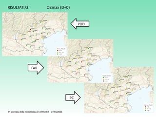 13
8a
giornata della modellistica in ARIANET - 27/01/2021
RISULTATI/2 O3max (D+0)
PC
POD
FAR
 