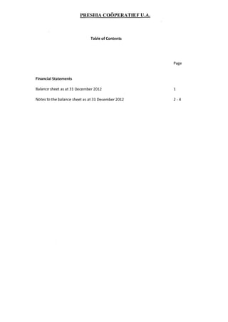 Presbia cooperatief 2012 annual report