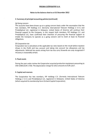 Presbia cooperatief 2012 annual report