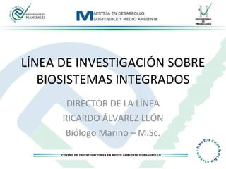 LÍNEA DE INVESTIGACIÓN SOBRE BIOSISTEMAS INTEGRADOS DIRECTOR DE LA LÍNEA RICARDO ÁLVAREZ LEÓN Biólogo Marino – M.Sc. 