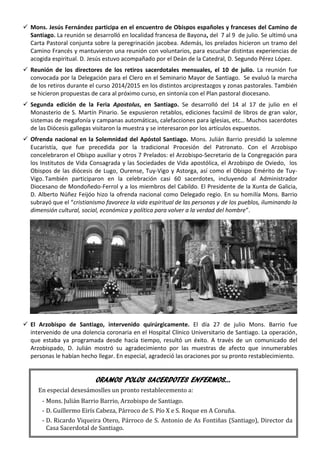  Mons. Jesús Fernández participa en el encuentro de Obispos españoles y franceses del Camino de
Santiago. La reunión se d...