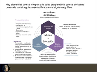Hay elementos que se integran a la parte programática que se encuentra
detrás de la visita guiada ejemplificada en el siguiente gráfico:
 