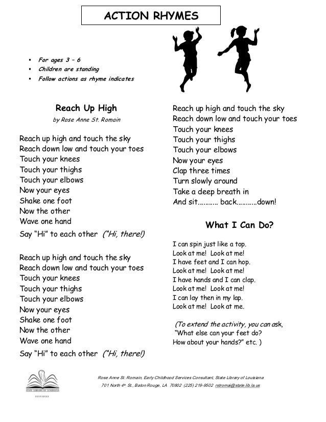 Preschool fingerplays and action rhymes