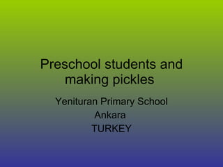 Preschool  students and making pickles   Yenituran Primary School Ankara  TURKEY 