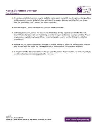 TAP Tip Sheet - Transitioning from Preschool to Kindergarten | PDF