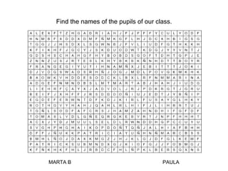 Find the names of the pupils of our class. MARTA B PAULA 