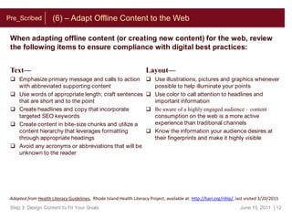 online marketing program management (SEM, Social Media, etc.)To ensure continued successStep 3: Design Content to Fit Your GoalsJune 15, 2011  | 3