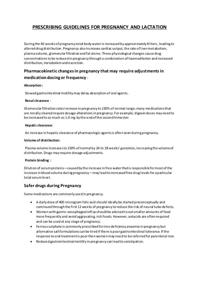 General Prescribing Guidelines For Pregnancy And Breastfeeding PregnancyWalls