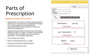 Prescription in Pharmacy. Parts of prescription. | PPTX