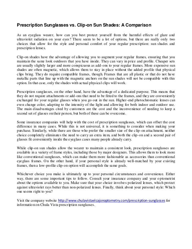 Prescription Sunglasses vs. Clipon Sun Shades A Comparison