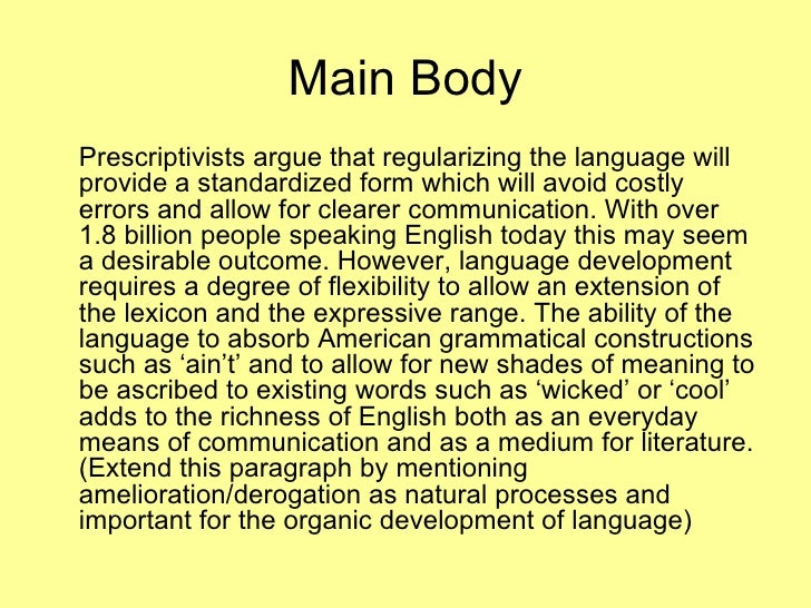 Prescriptive grammar essay
