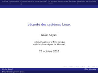 Sécurité des systèmes Linux