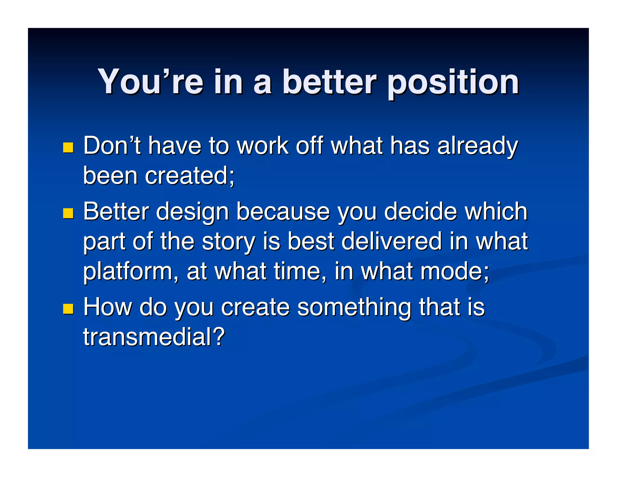 Best Practises in Transmedia Entertainment - Christy Dena