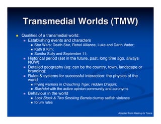 Best Practises in Transmedia Entertainment - Christy Dena