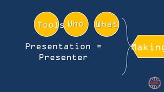 Tools
Tools

Who

What

Presentation = Presenter

Making

 