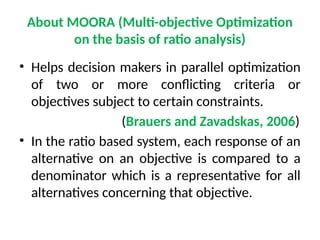 Presentation on Application of TOPSIS and MOORA in Civil Engineering | PPSX