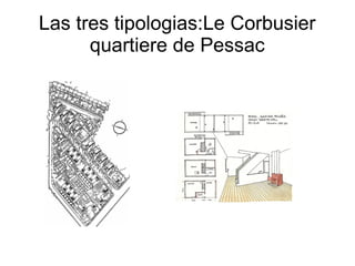 Las tres tipologias:Le Corbusier
      quartiere de Pessac
 