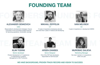 Founding team
Alexander Senkevich
CEO
Responsible for development strategies, finance.
Launched 3 of his successful projec...