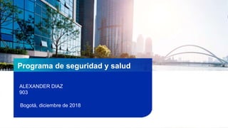 Ciudad, Mes 00 de 2017
Bogotá, diciembre de 2018
Programa de seguridad y salud
ALEXANDER DIAZ
903
 