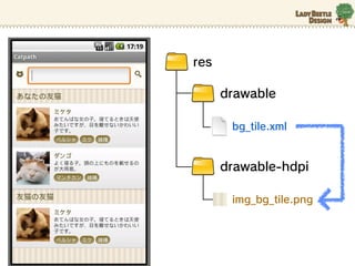 res

      drawable

       bg_tile.xml


      drawable-hdpi

       img_bg_tile.png
 